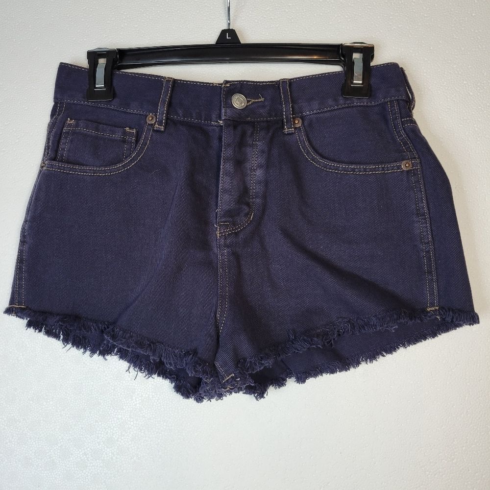 Brandy Melville High waisted Button Fly Dark Wash Cutoff Denim Shorts Size 27
